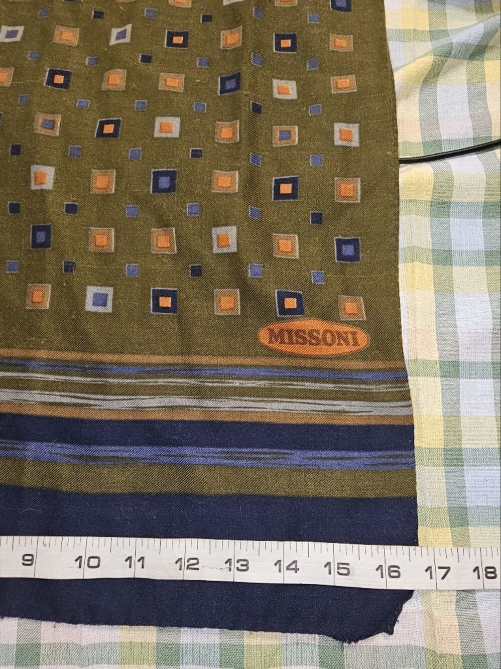 Missoni Women Shawl Muffler Virgin Wool Multicolor Geometric Pattern Orange Tag - Picture 7 of 12